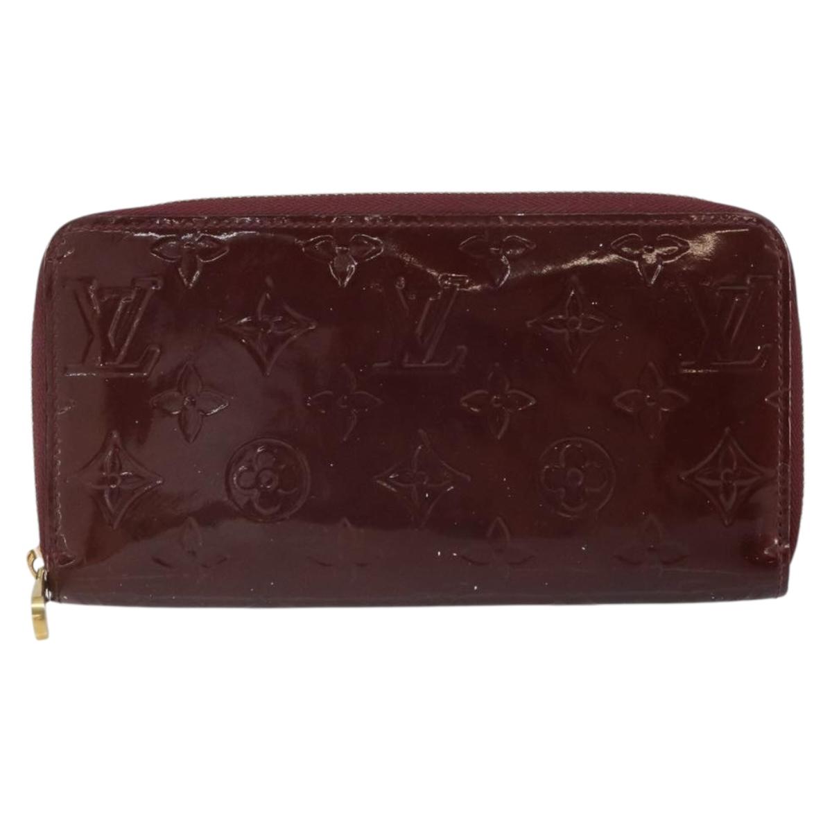 LOUIS VUITTON Monogram Vernis Zippy Wallet Rouge Favist M91536 LV Auth gh1682