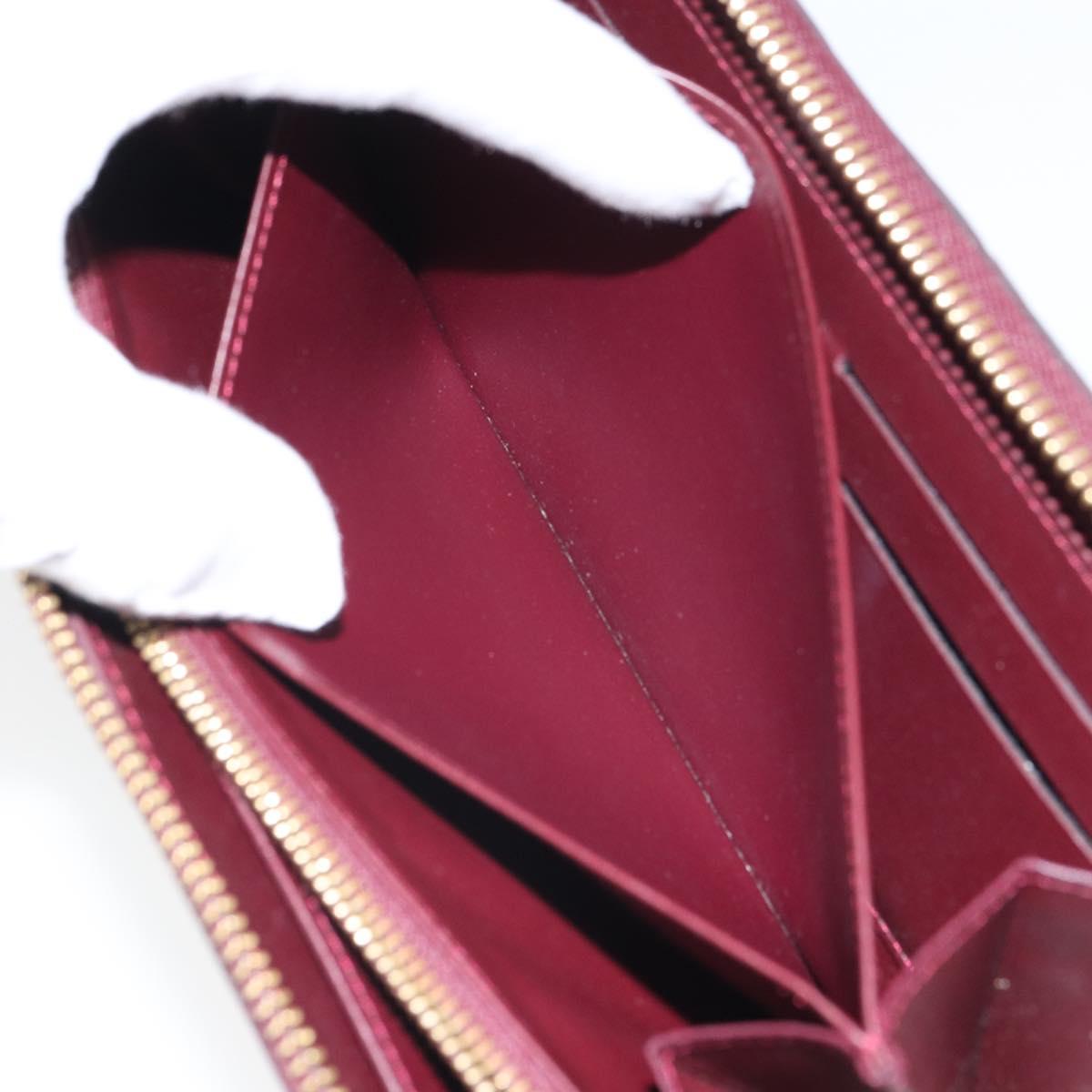 LOUIS VUITTON Monogram Vernis Zippy Wallet Rouge Favist M91536 LV Auth gh1682