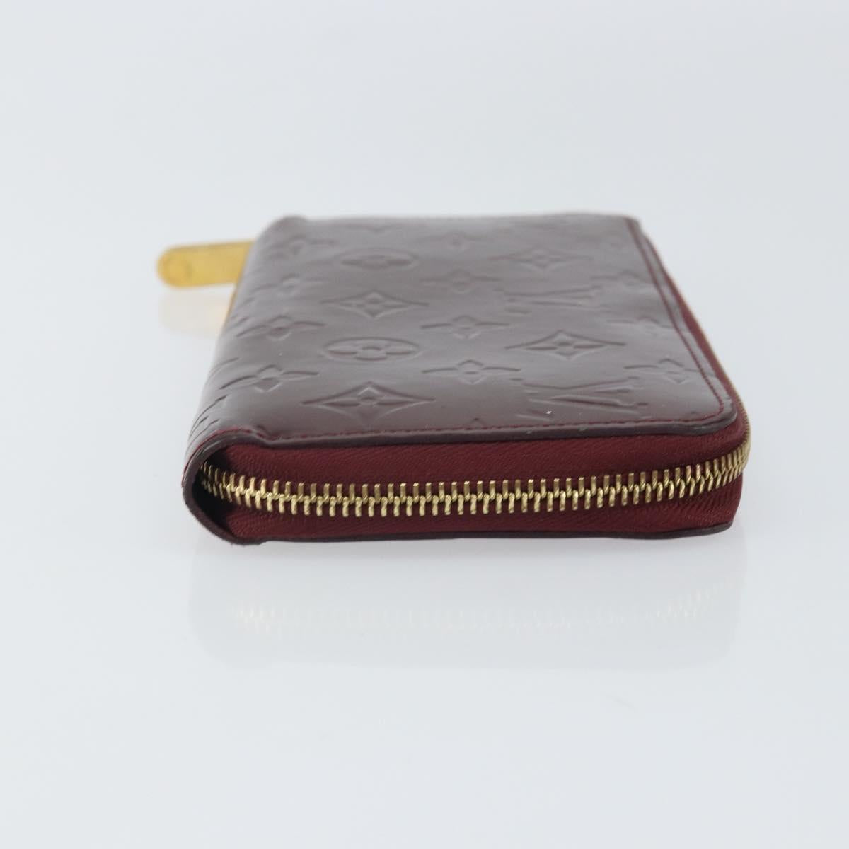 LOUIS VUITTON Monogram Vernis Zippy Wallet Rouge Favist M91536 LV Auth gh1682