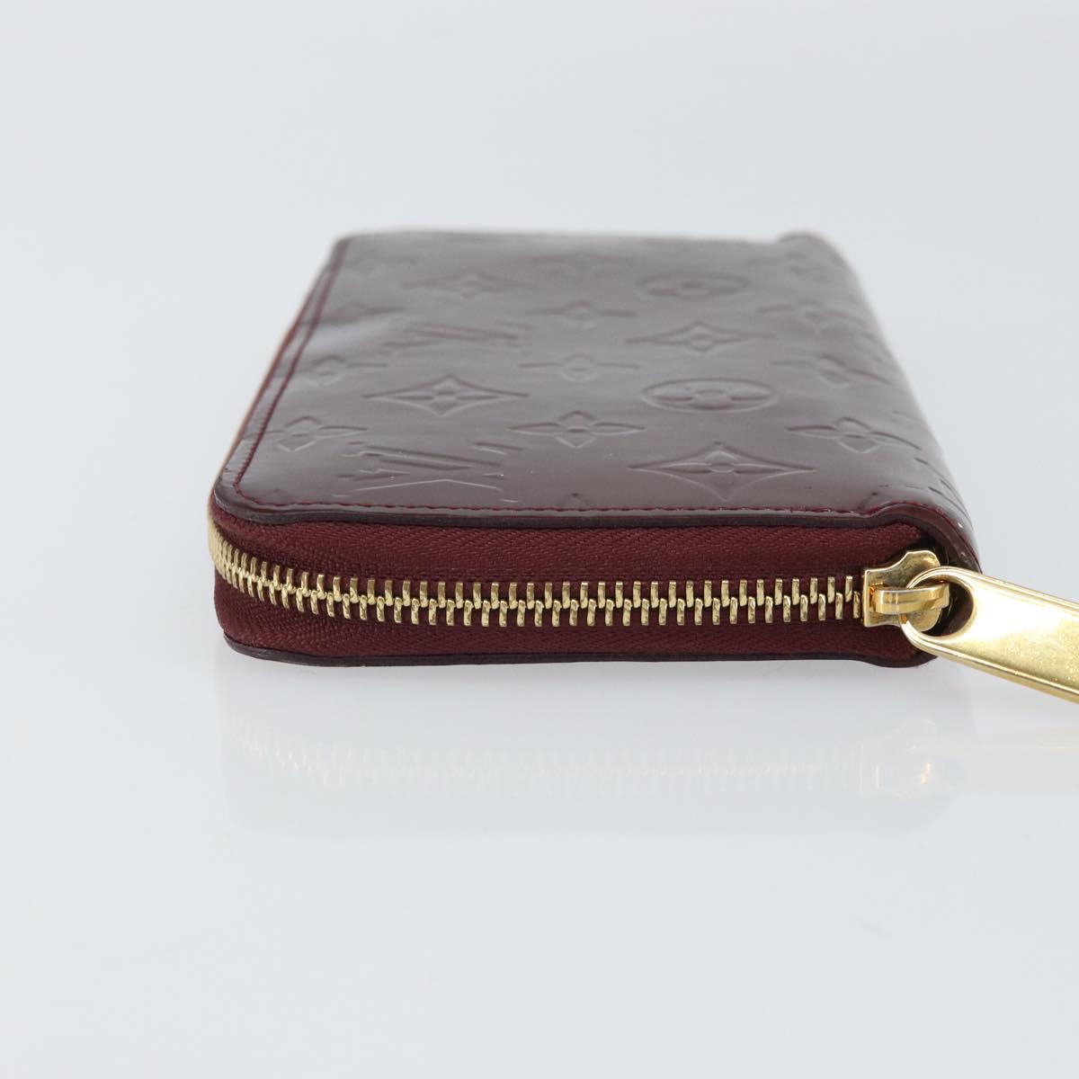 LOUIS VUITTON Monogram Vernis Zippy Wallet Rouge Favist M91536 LV Auth gh1682