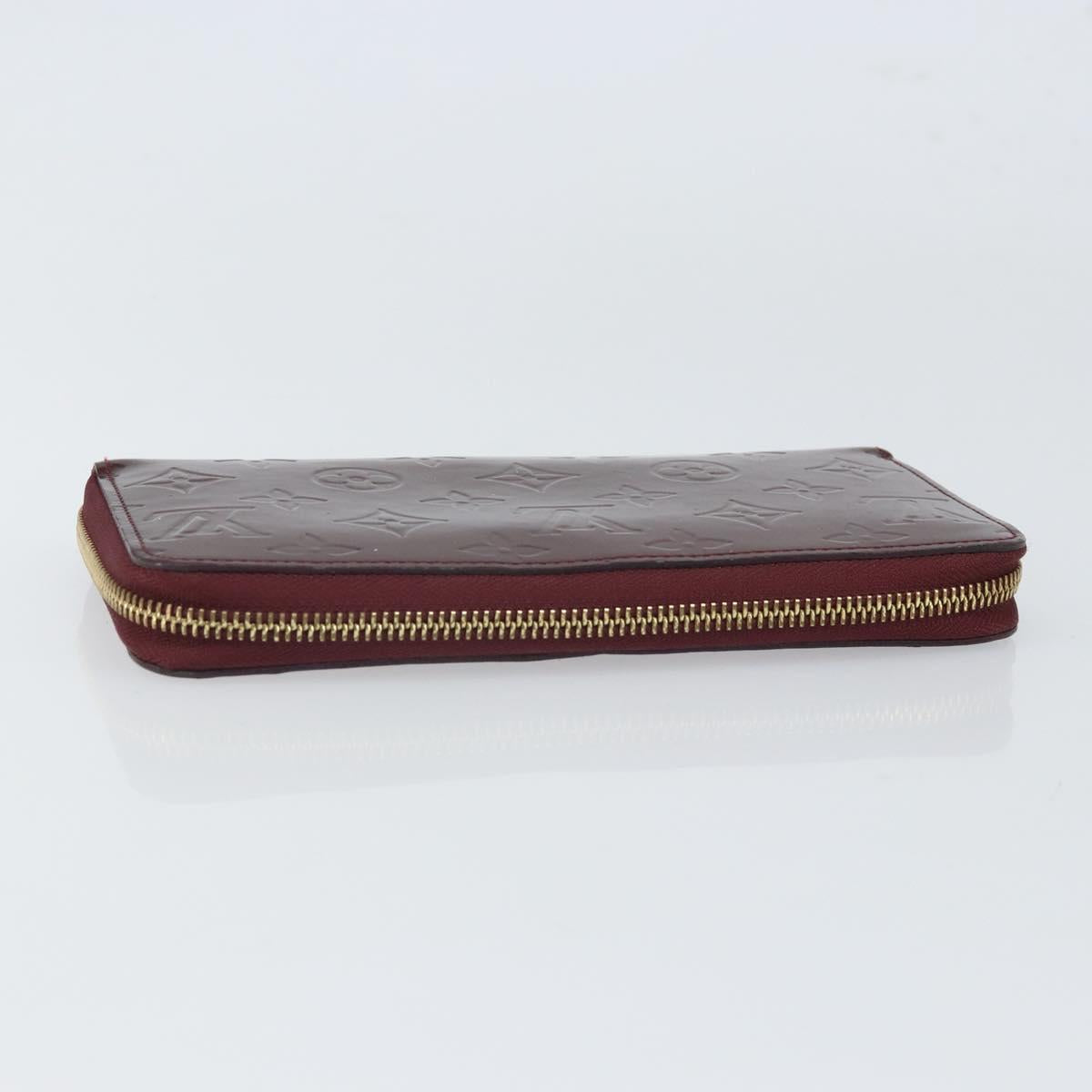 LOUIS VUITTON Monogram Vernis Zippy Wallet Rouge Favist M91536 LV Auth gh1682