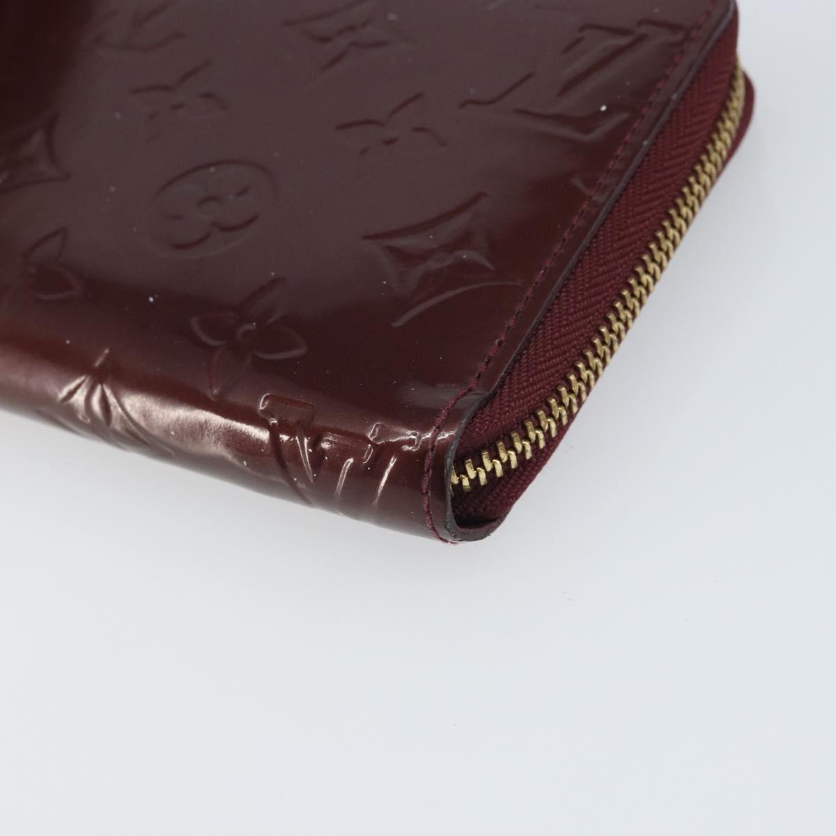 LOUIS VUITTON Monogram Vernis Zippy Wallet Rouge Favist M91536 LV Auth gh1682