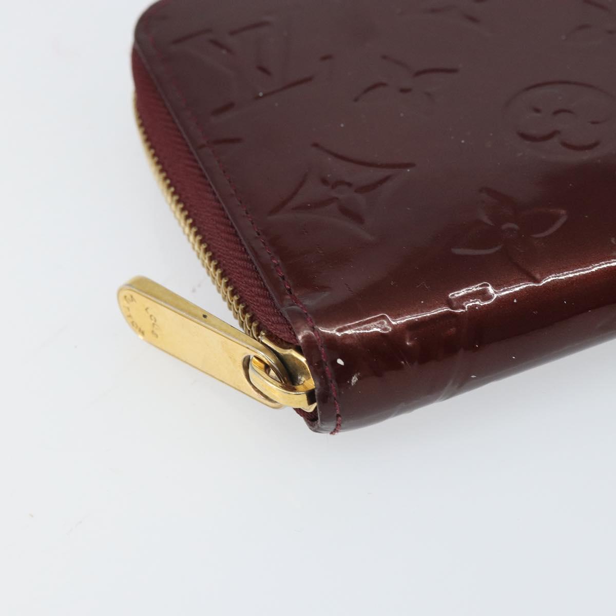 LOUIS VUITTON Monogram Vernis Zippy Wallet Rouge Favist M91536 LV Auth gh1682