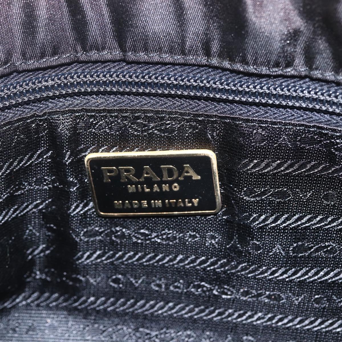 PRADA Chain Hand Bag Nylon Black Gold Auth gh1687
