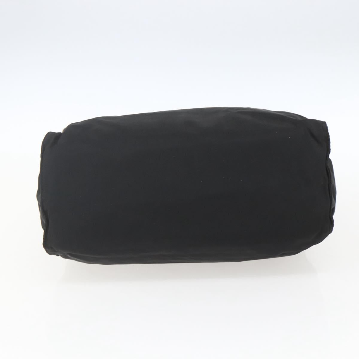 PRADA Chain Hand Bag Nylon Black Gold Auth gh1687