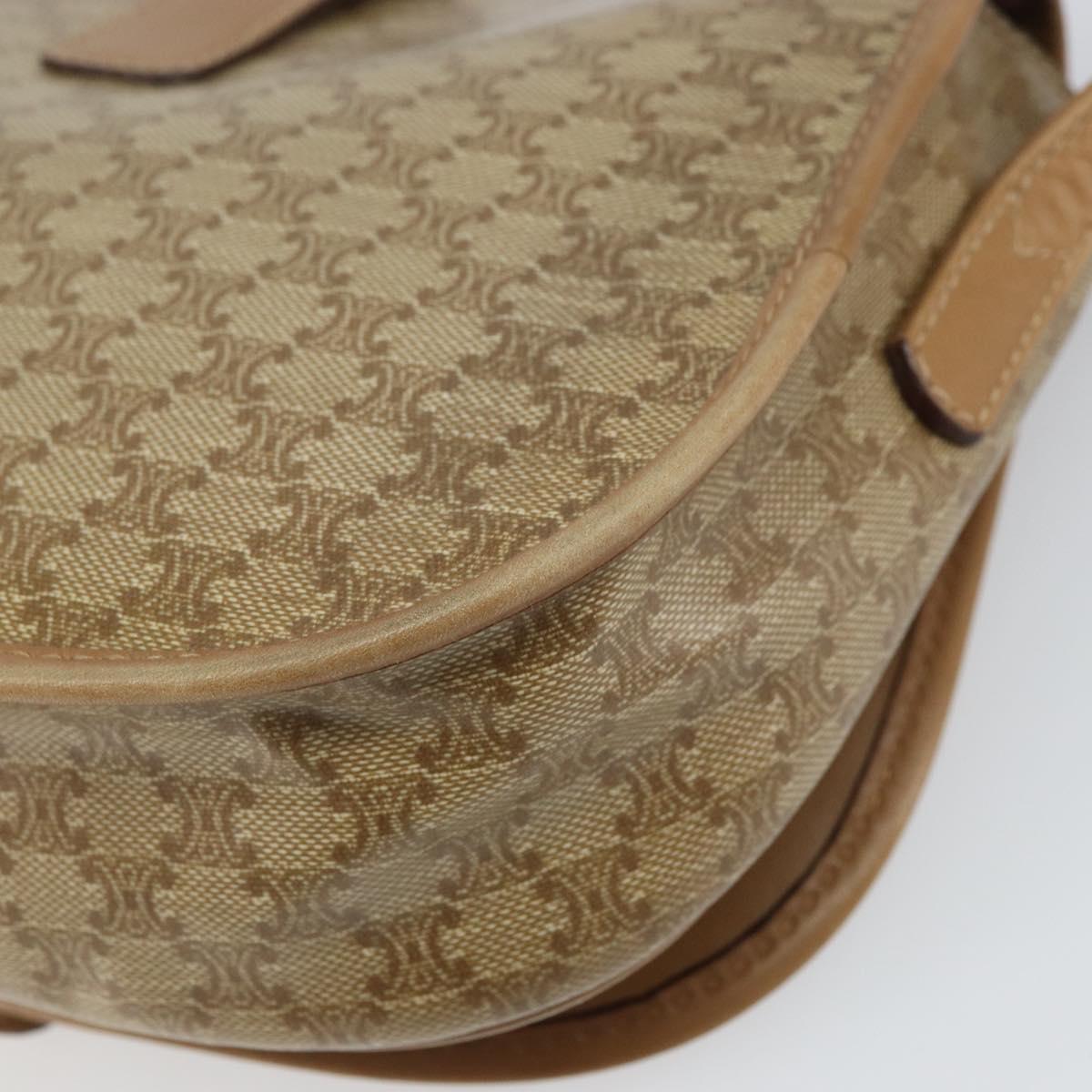 CELINE Macadam Canvas Shoulder Bag PVC Beige Gold Auth gh1688