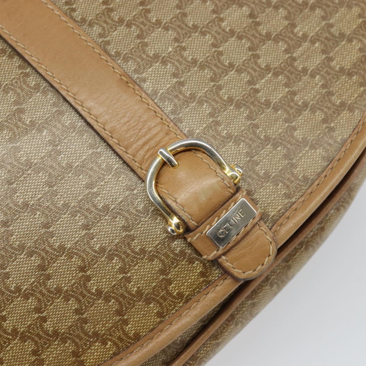 CELINE Macadam Canvas Shoulder Bag PVC Beige Gold Auth gh1688