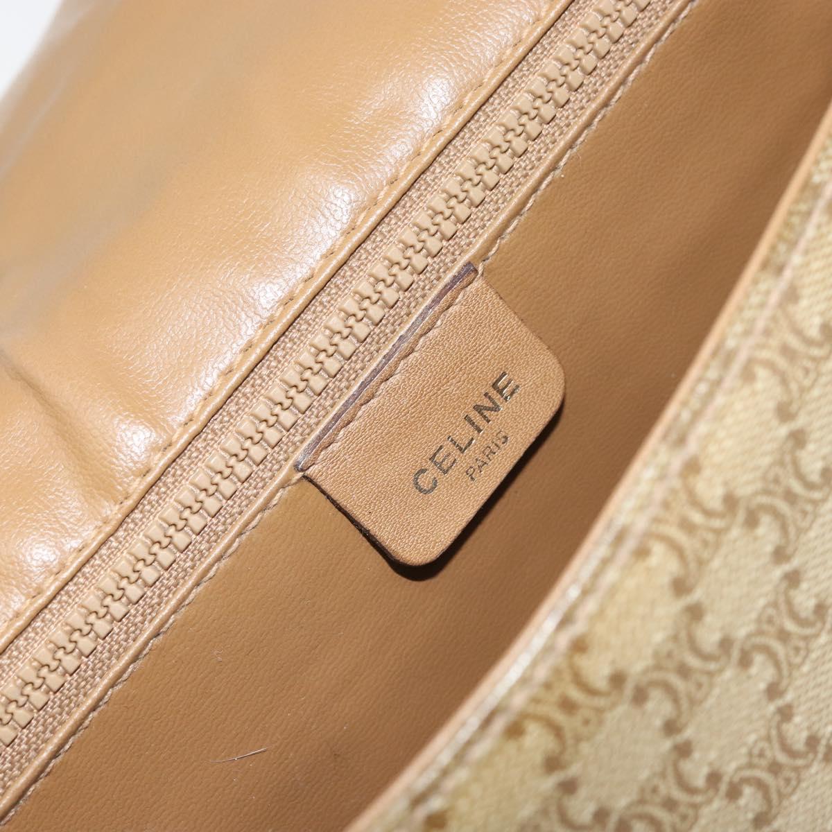 CELINE Macadam Canvas Shoulder Bag PVC Beige Gold Auth gh1688