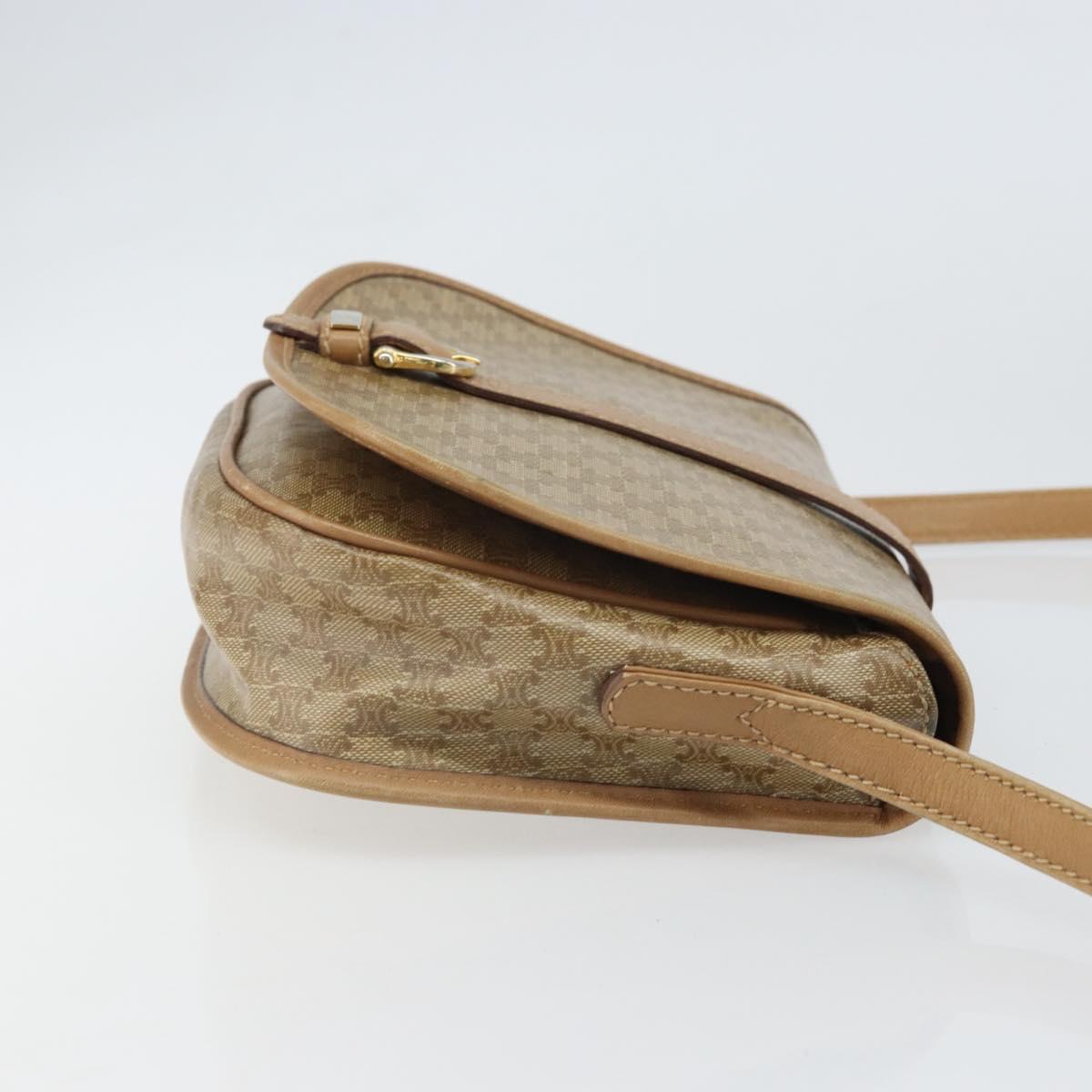 CELINE Macadam Canvas Shoulder Bag PVC Beige Gold Auth gh1688