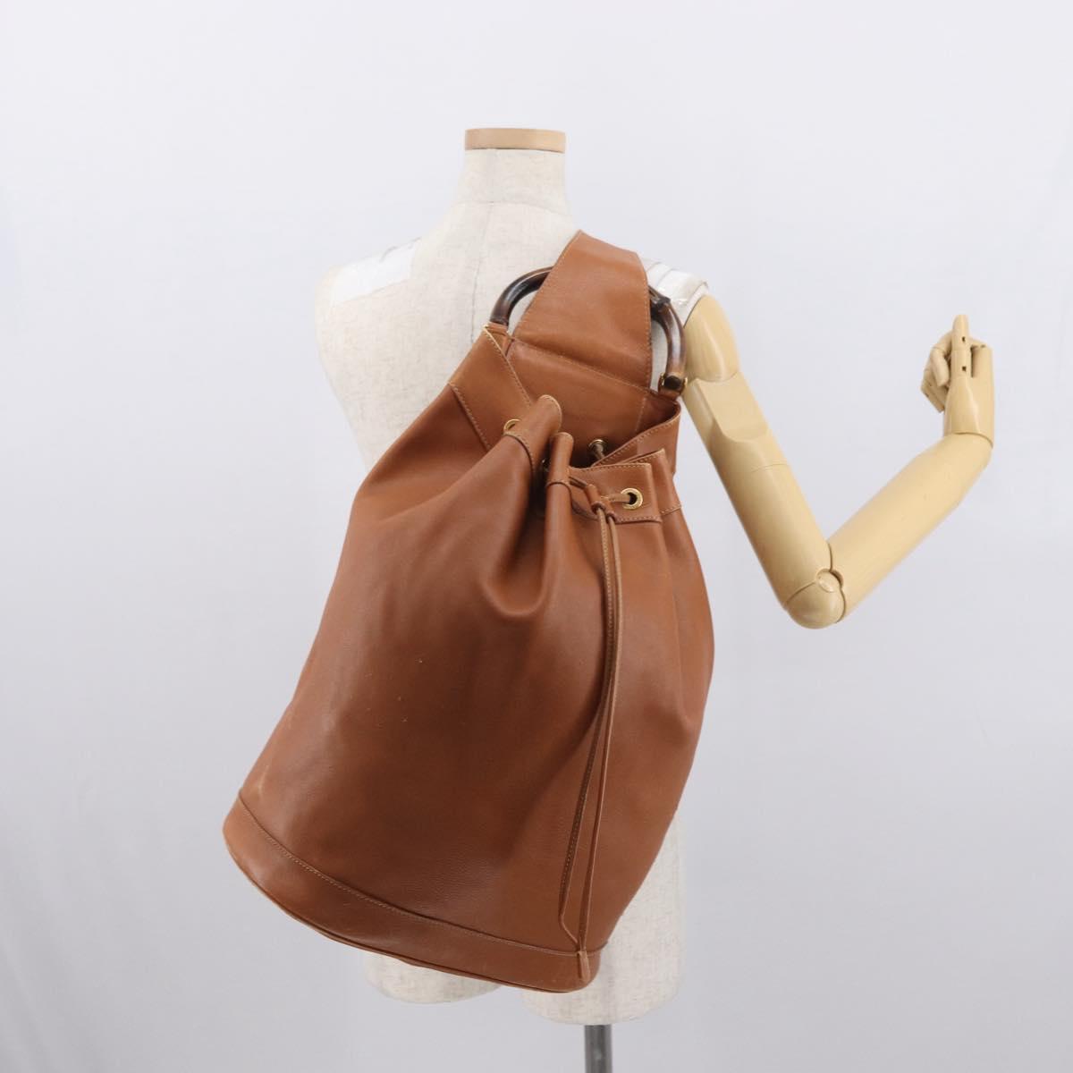 GUCCI Bamboo Body Bag Leather Brown Gold 003 2113 0037 Auth gh1689