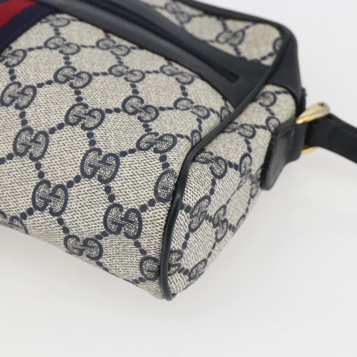 GUCCI GG Supreme Sherry Line Shoulder Bag PVC Navy Gold 42 01 3654 Auth gh1690