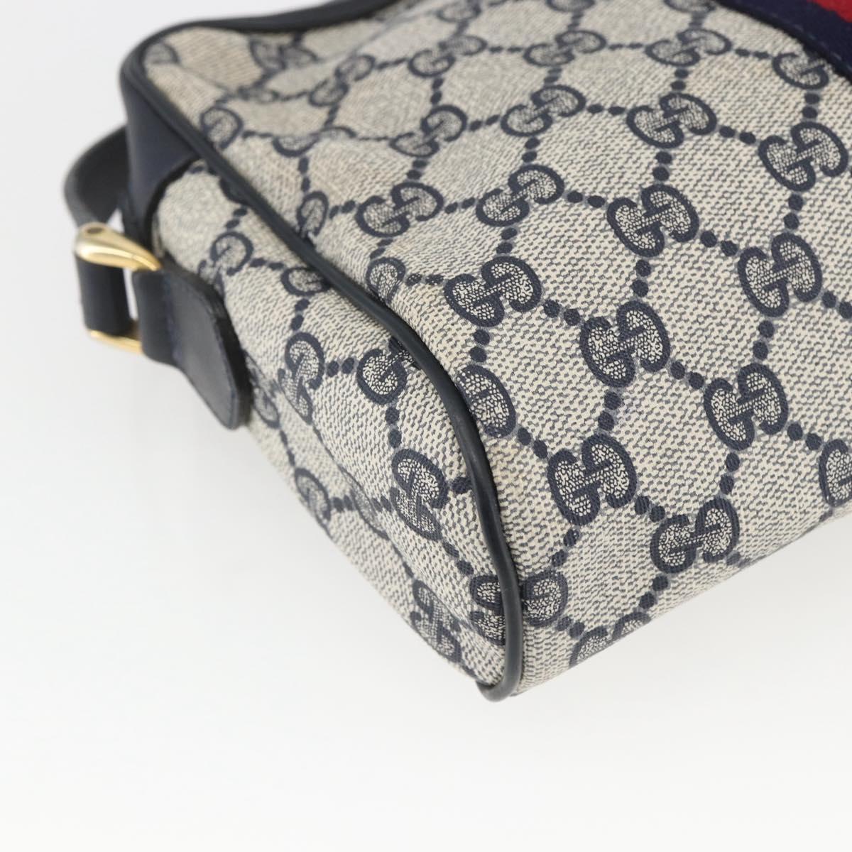 GUCCI GG Supreme Sherry Line Shoulder Bag PVC Navy Gold 42 01 3654 Auth gh1690
