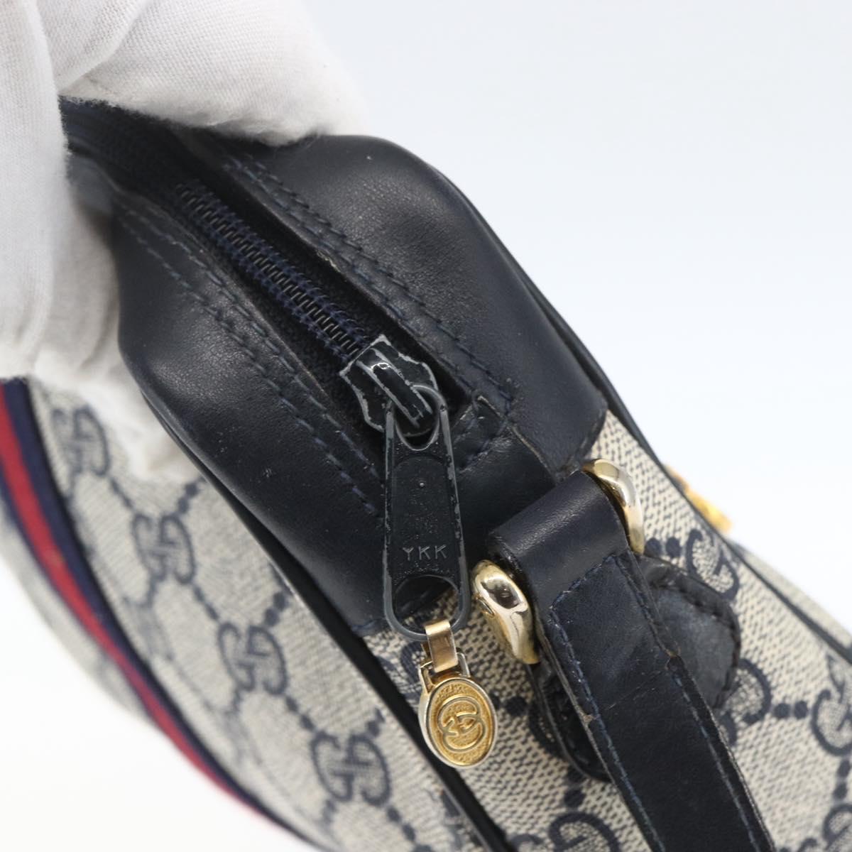 GUCCI GG Supreme Sherry Line Shoulder Bag PVC Navy Gold 42 01 3654 Auth gh1690