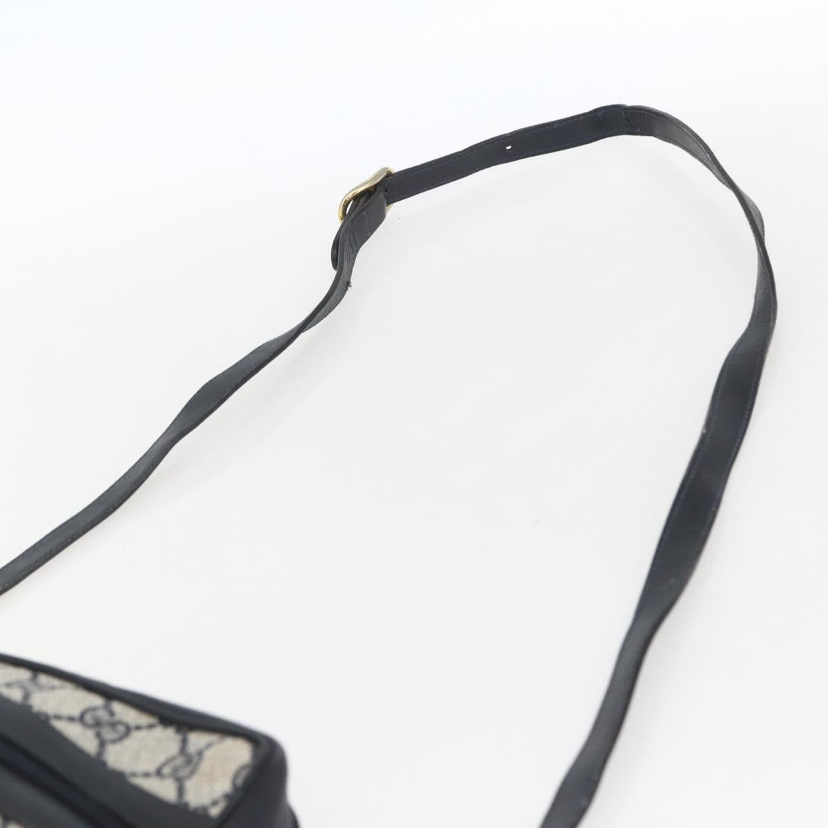 GUCCI GG Supreme Sherry Line Shoulder Bag PVC Navy Gold 42 01 3654 Auth gh1690