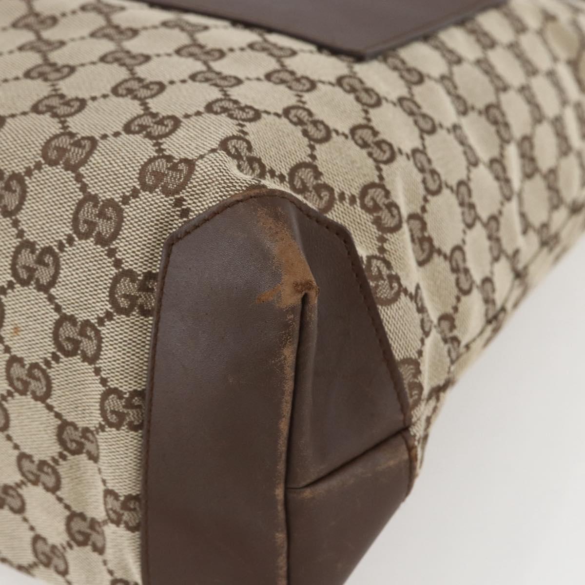GUCCI GG Canvas Tote Bag Beige Silver 28892 Auth gh1695