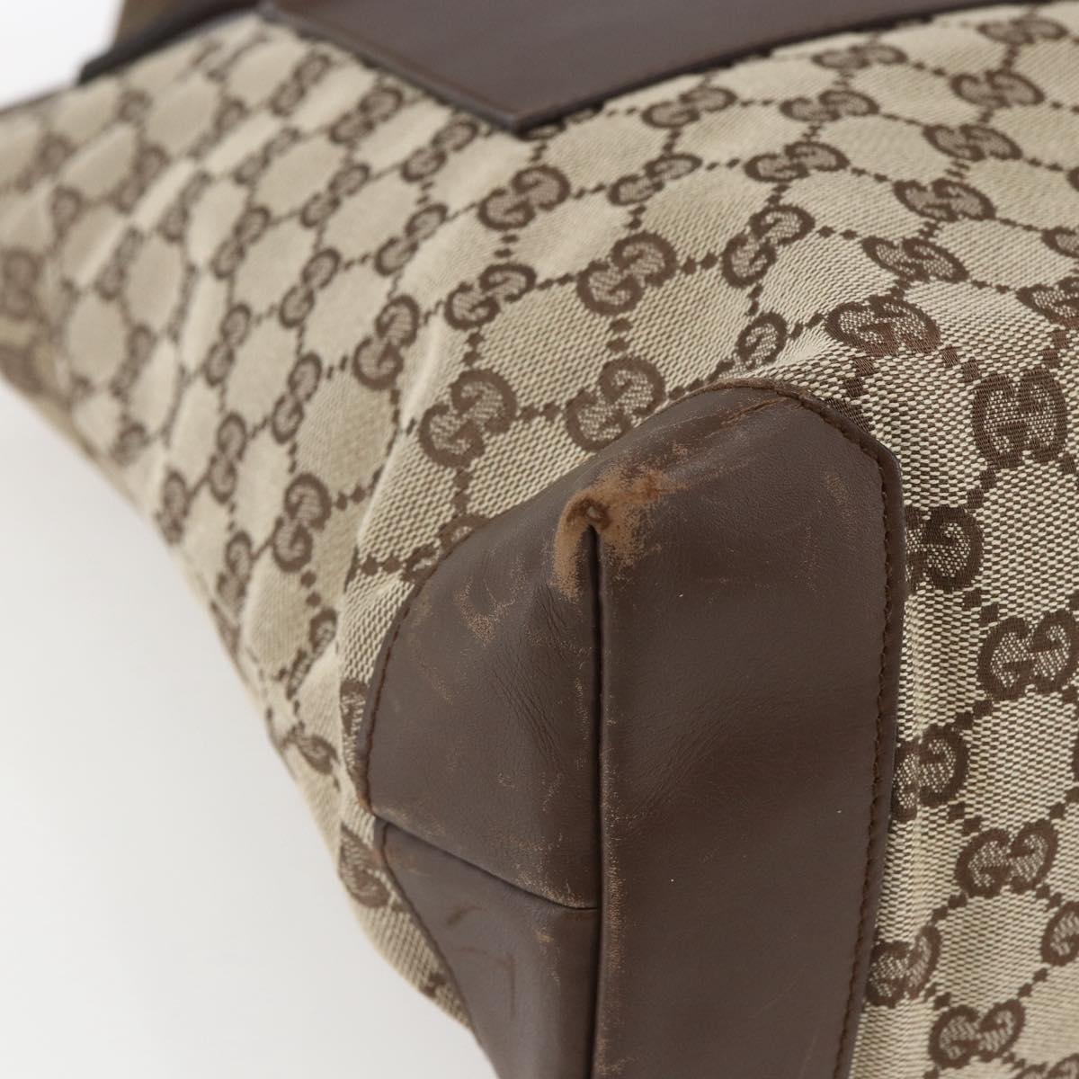 GUCCI GG Canvas Tote Bag Beige Silver 28892 Auth gh1695