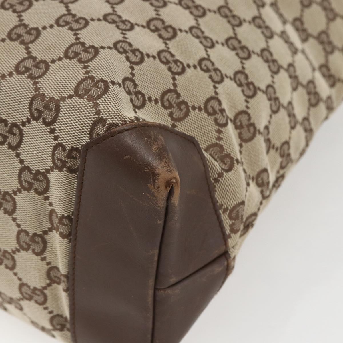 GUCCI GG Canvas Tote Bag Beige Silver 28892 Auth gh1695