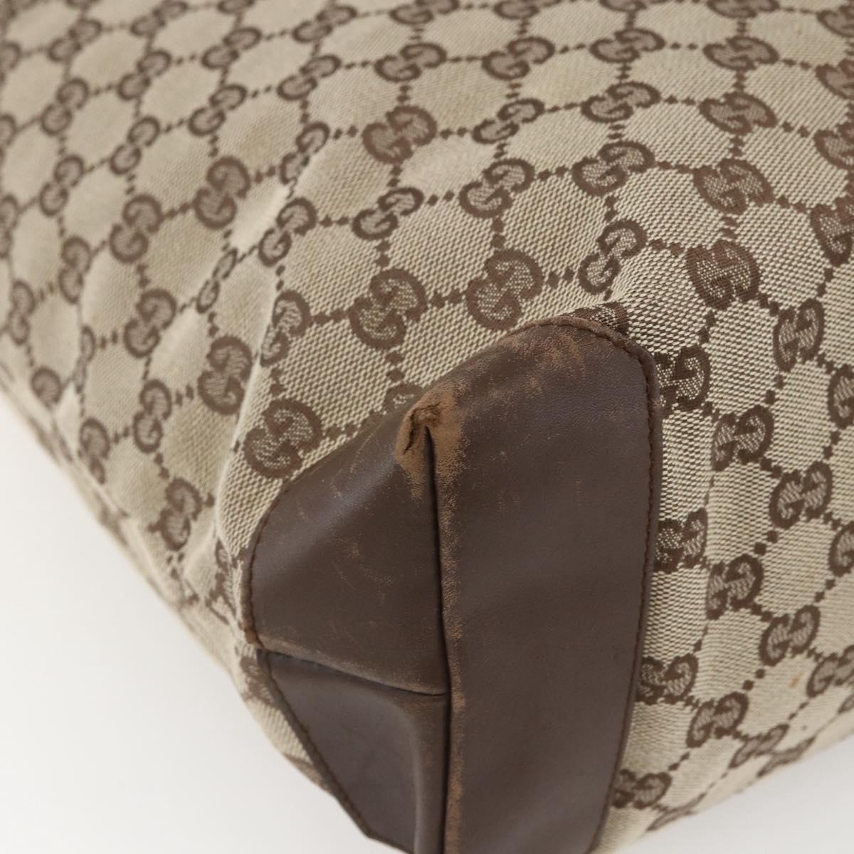 GUCCI GG Canvas Tote Bag Beige Silver 28892 Auth gh1695