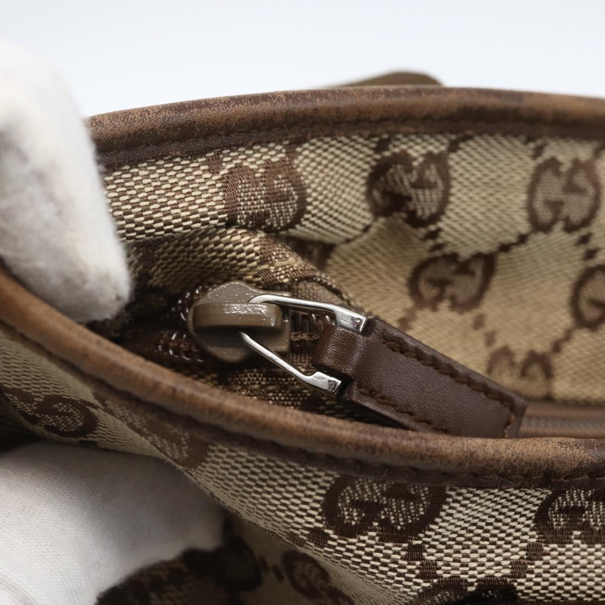 GUCCI GG Canvas Tote Bag Beige Silver 28892 Auth gh1695