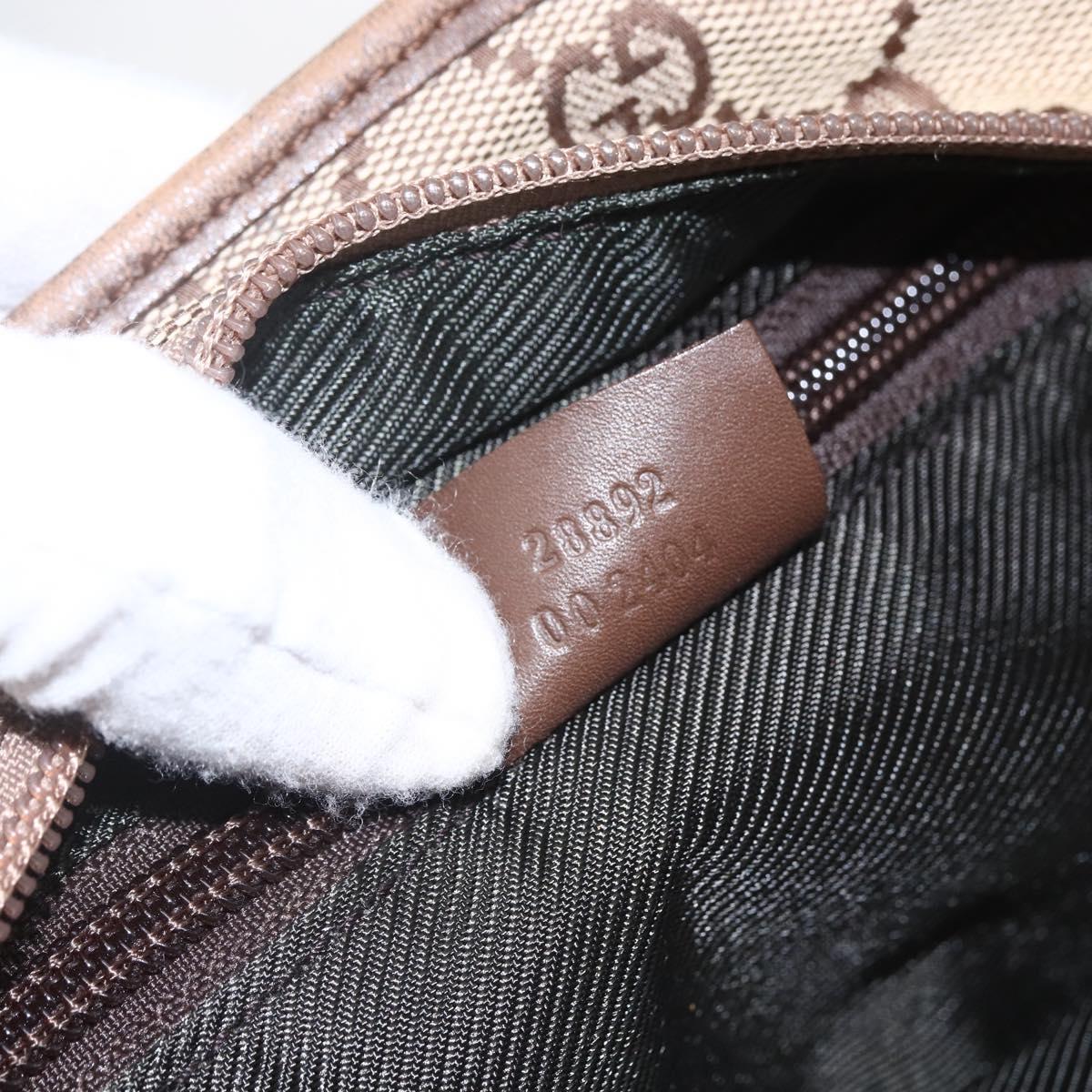 GUCCI GG Canvas Tote Bag Beige Silver 28892 Auth gh1695