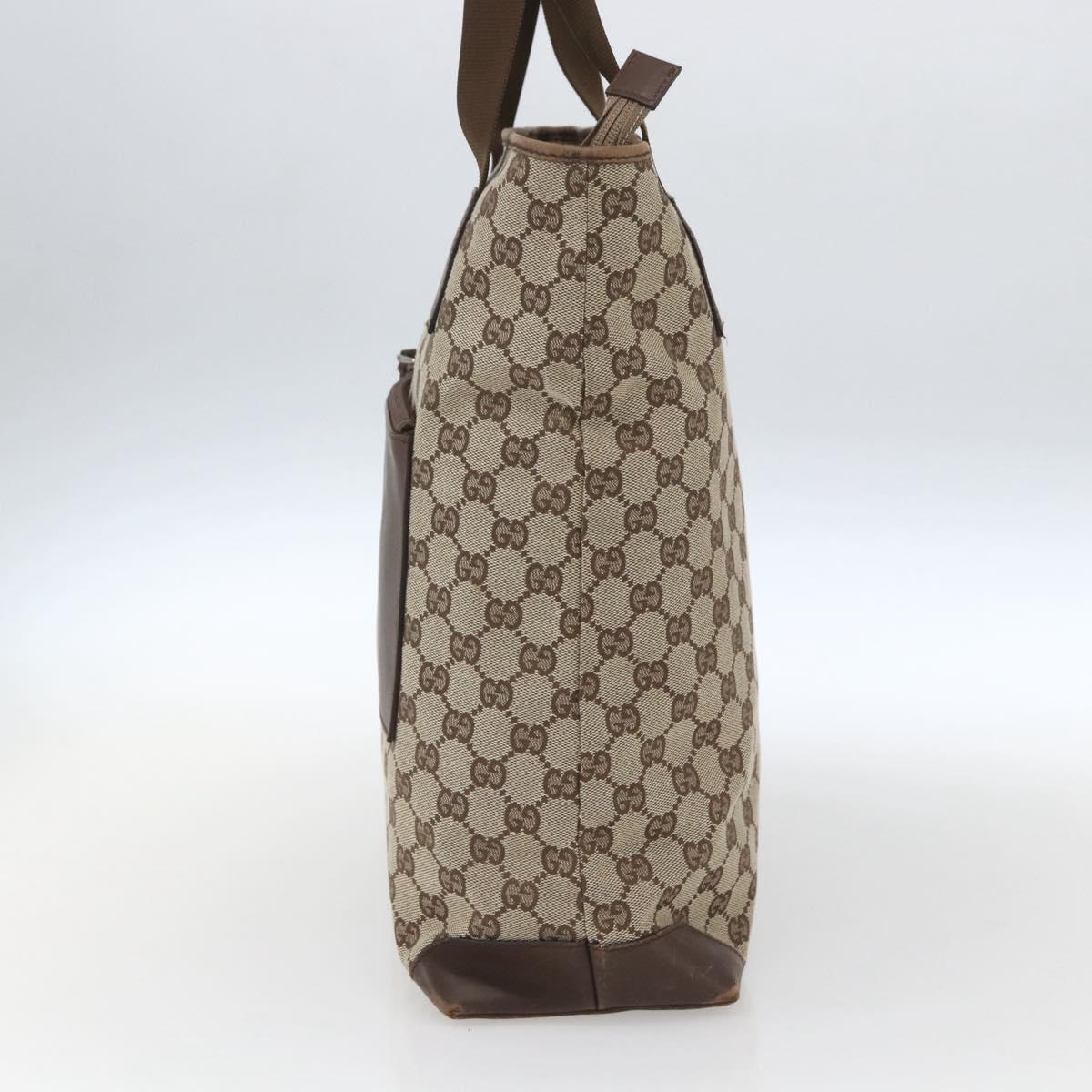 GUCCI GG Canvas Tote Bag Beige Silver 28892 Auth gh1695