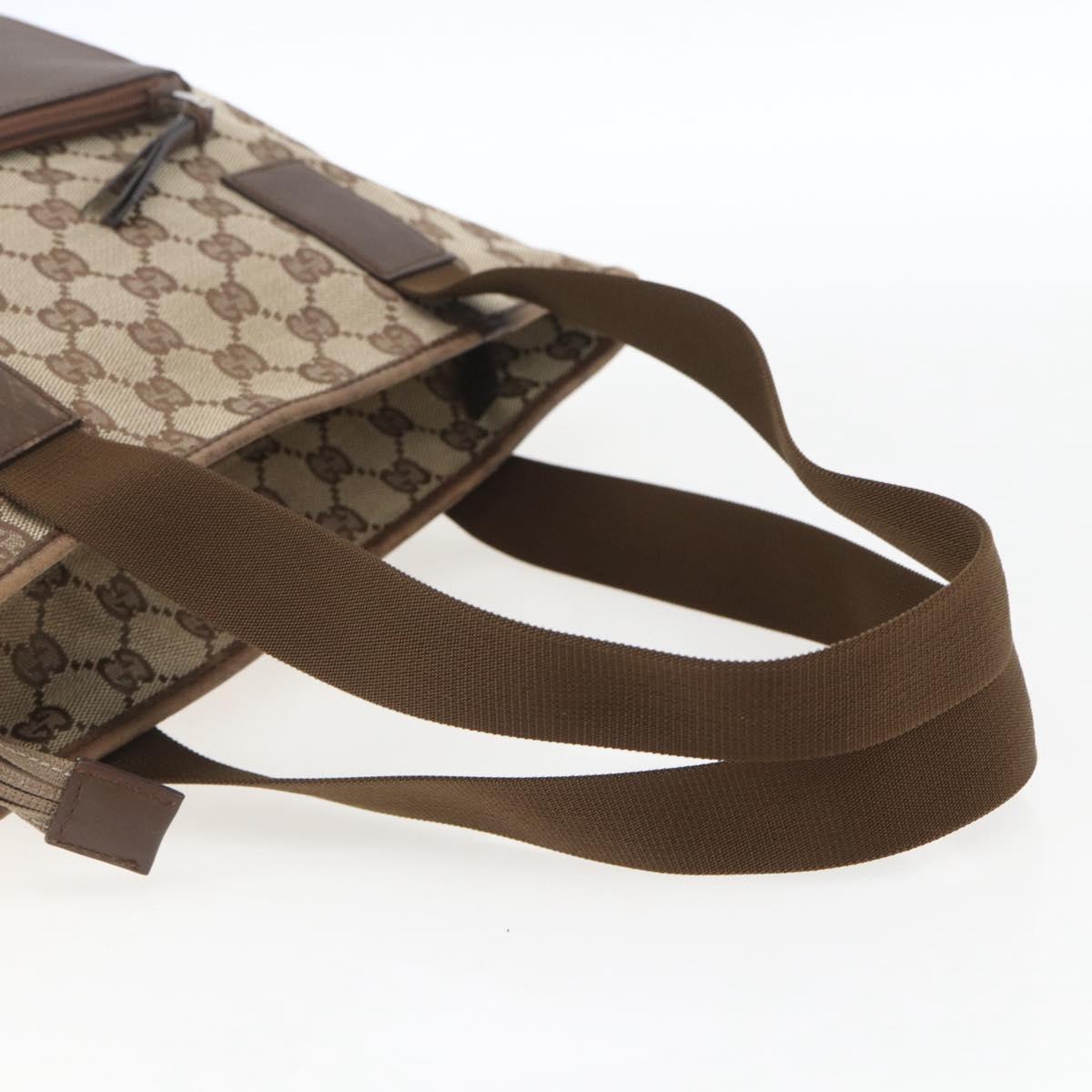 GUCCI GG Canvas Tote Bag Beige Silver 28892 Auth gh1695