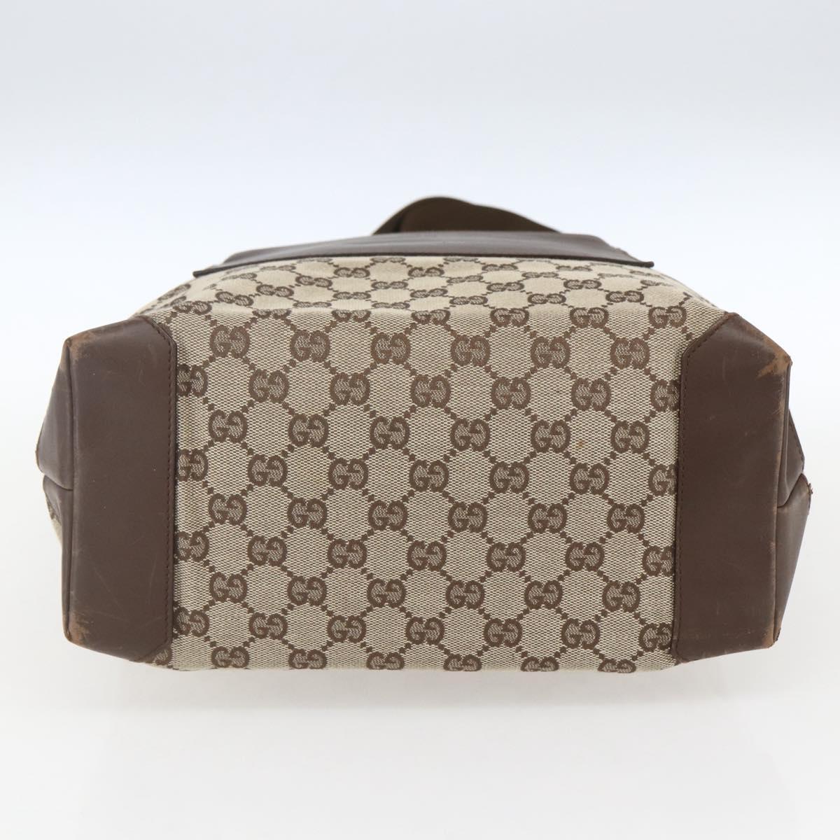 GUCCI GG Canvas Tote Bag Beige Silver 28892 Auth gh1695