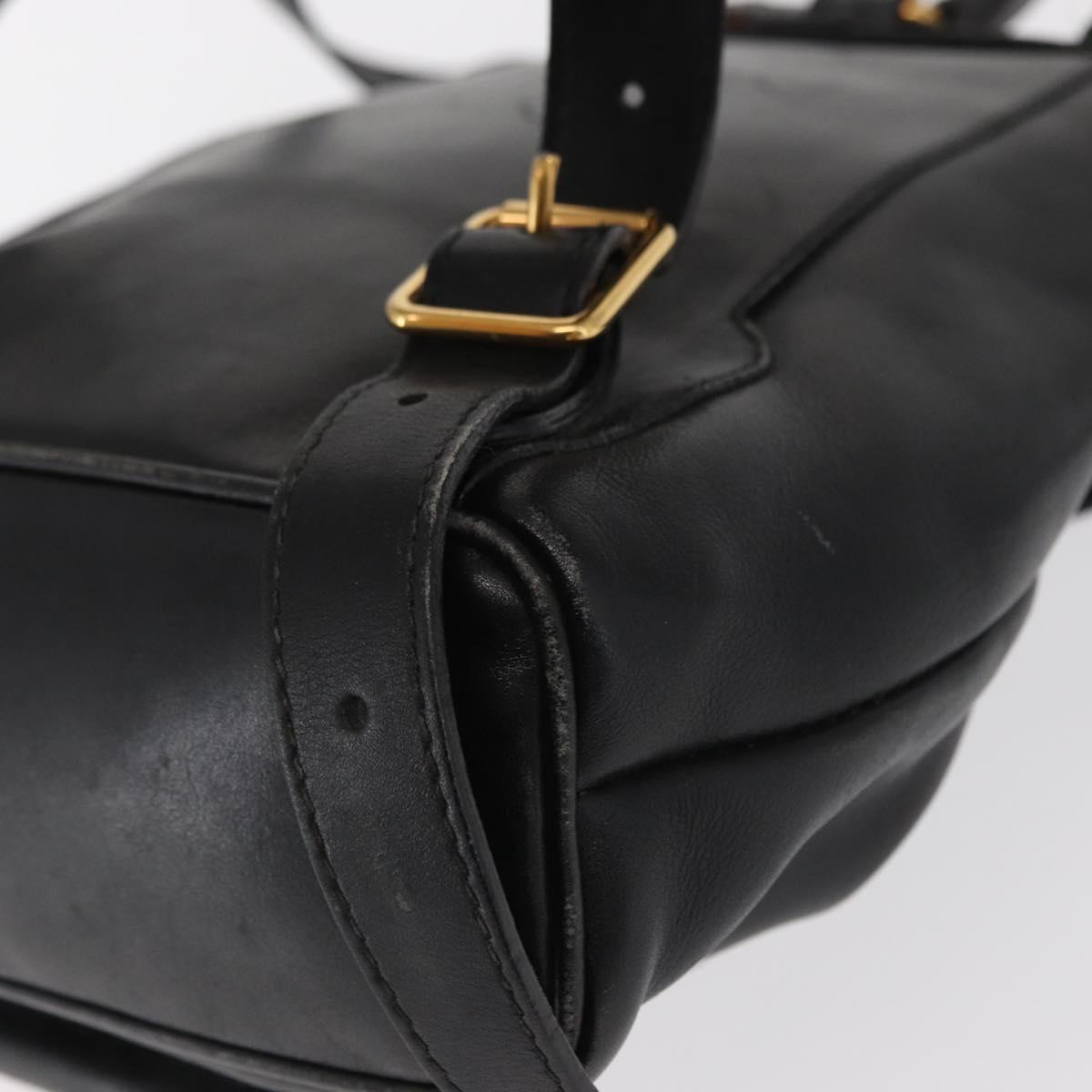 GUCCI Bamboo Backpack Leather Black Gold 003 2058 0030 Auth gh1708