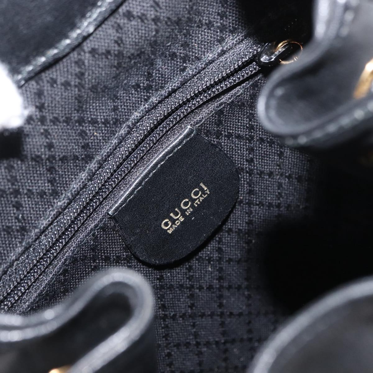 GUCCI Bamboo Backpack Leather Black Gold 003 2058 0030 Auth gh1708