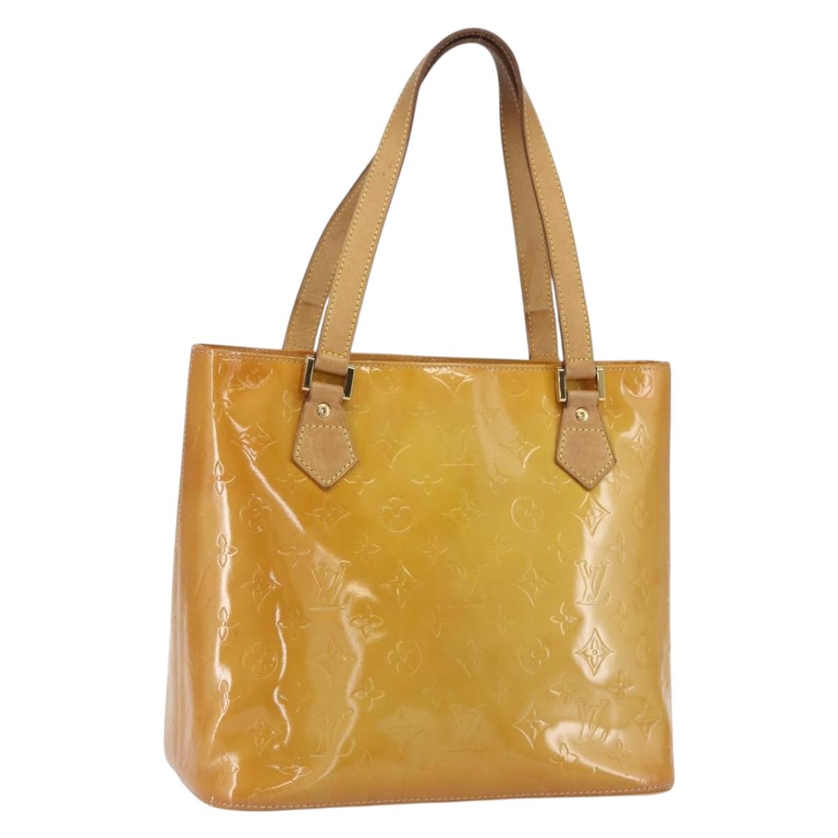 LOUIS VUITTON Monogram Vernis Houston Hand Bag Beige M91004 LV Auth gh1714