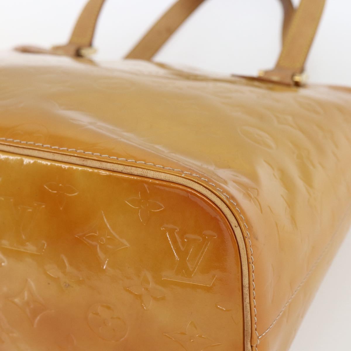 LOUIS VUITTON Monogram Vernis Houston Hand Bag Beige M91004 LV Auth gh1714