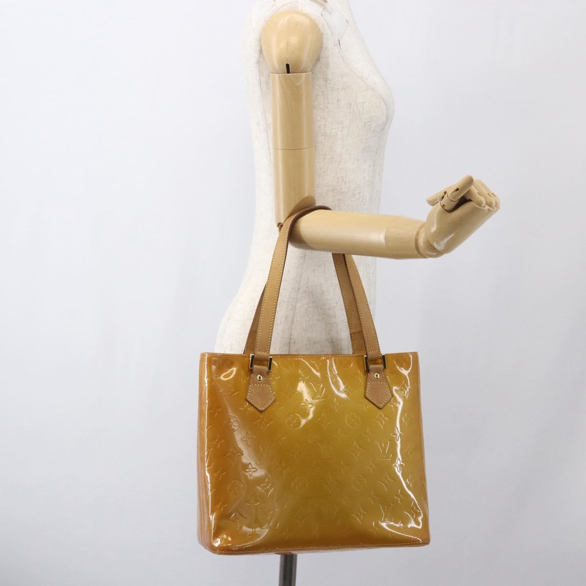 LOUIS VUITTON Monogram Vernis Houston Hand Bag Beige M91004 LV Auth gh1714