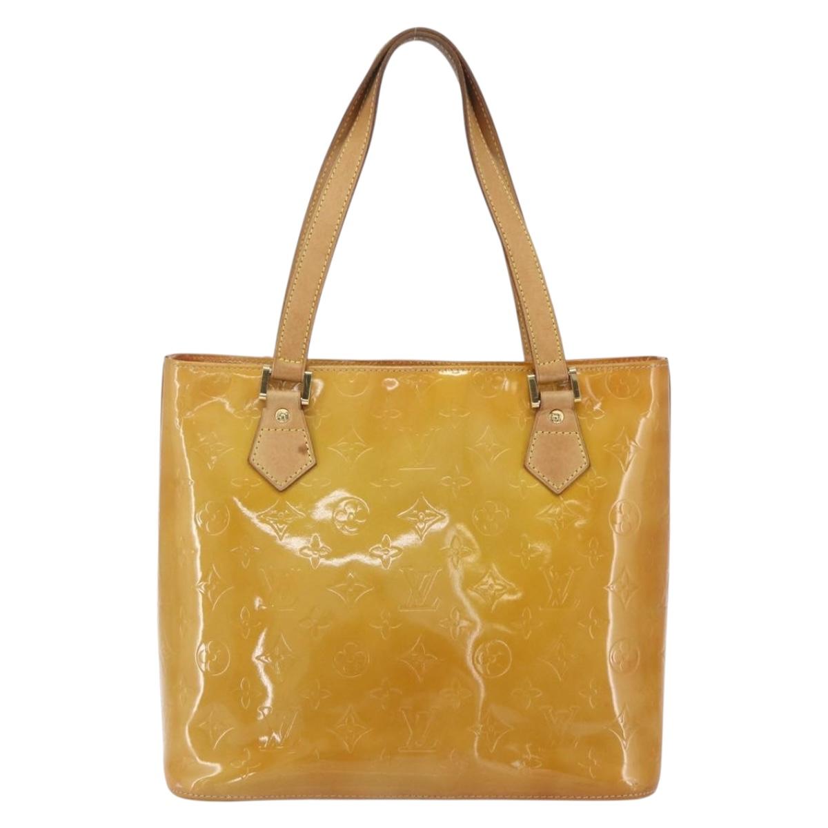 LOUIS VUITTON Monogram Vernis Houston Hand Bag Beige M91004 LV Auth gh1714