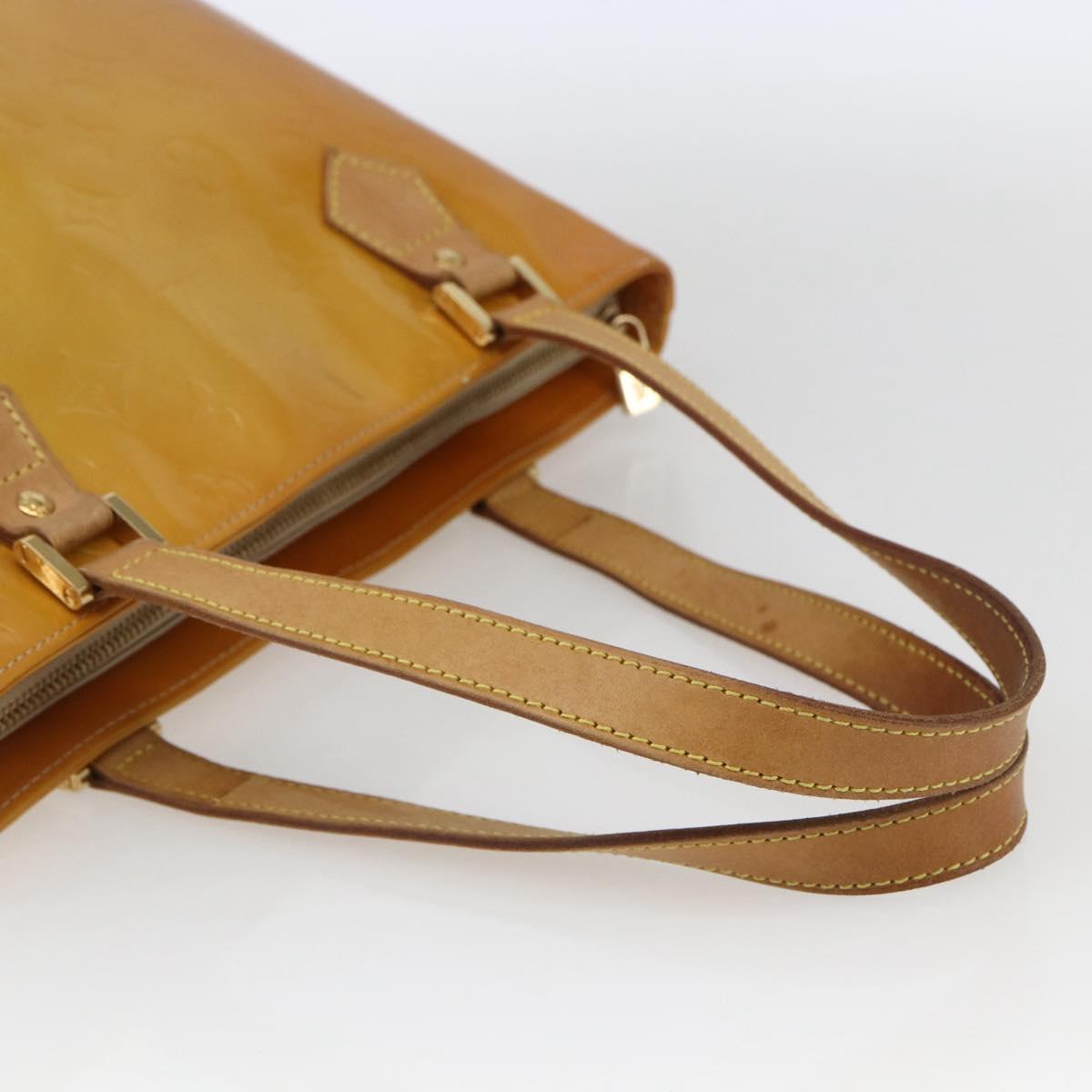 LOUIS VUITTON Monogram Vernis Houston Hand Bag Beige M91004 LV Auth gh1714