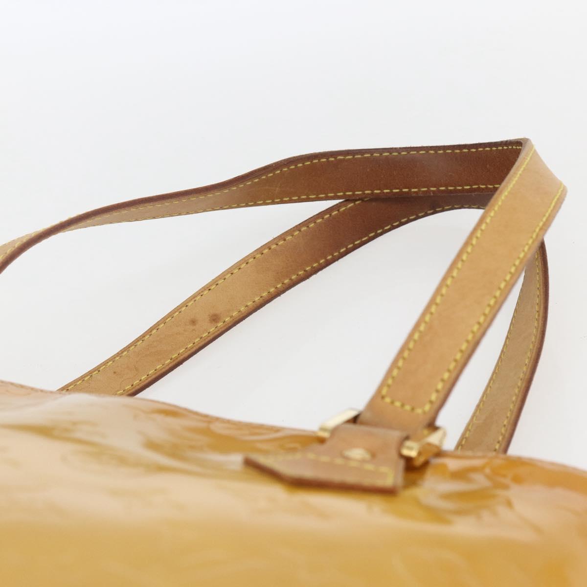 LOUIS VUITTON Monogram Vernis Houston Hand Bag Beige M91004 LV Auth gh1714