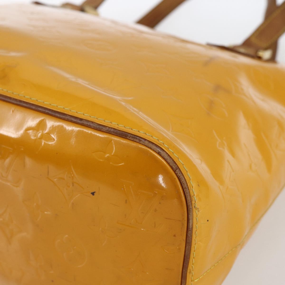 LOUIS VUITTON Monogram Vernis Houston Hand Bag Jaune M91121 LV Auth gh1716