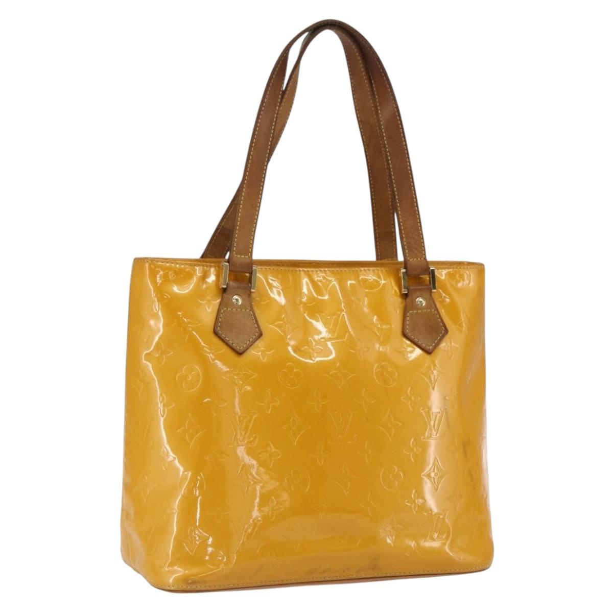 LOUIS VUITTON Monogram Vernis Houston Hand Bag Jaune M91121 LV Auth gh1716