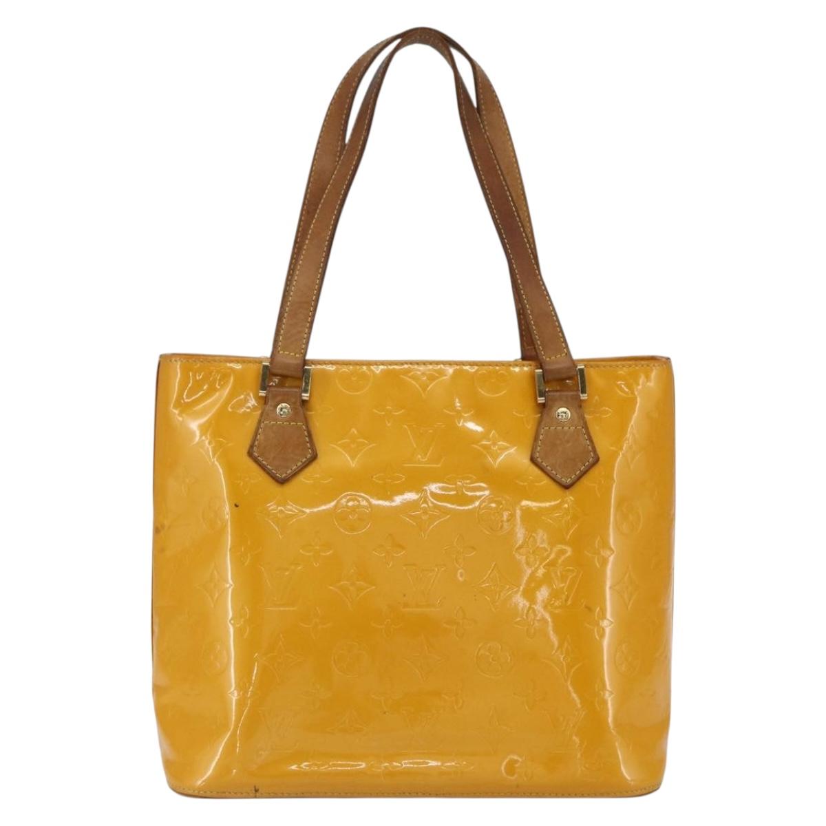 LOUIS VUITTON Monogram Vernis Houston Hand Bag Jaune M91121 LV Auth gh1716