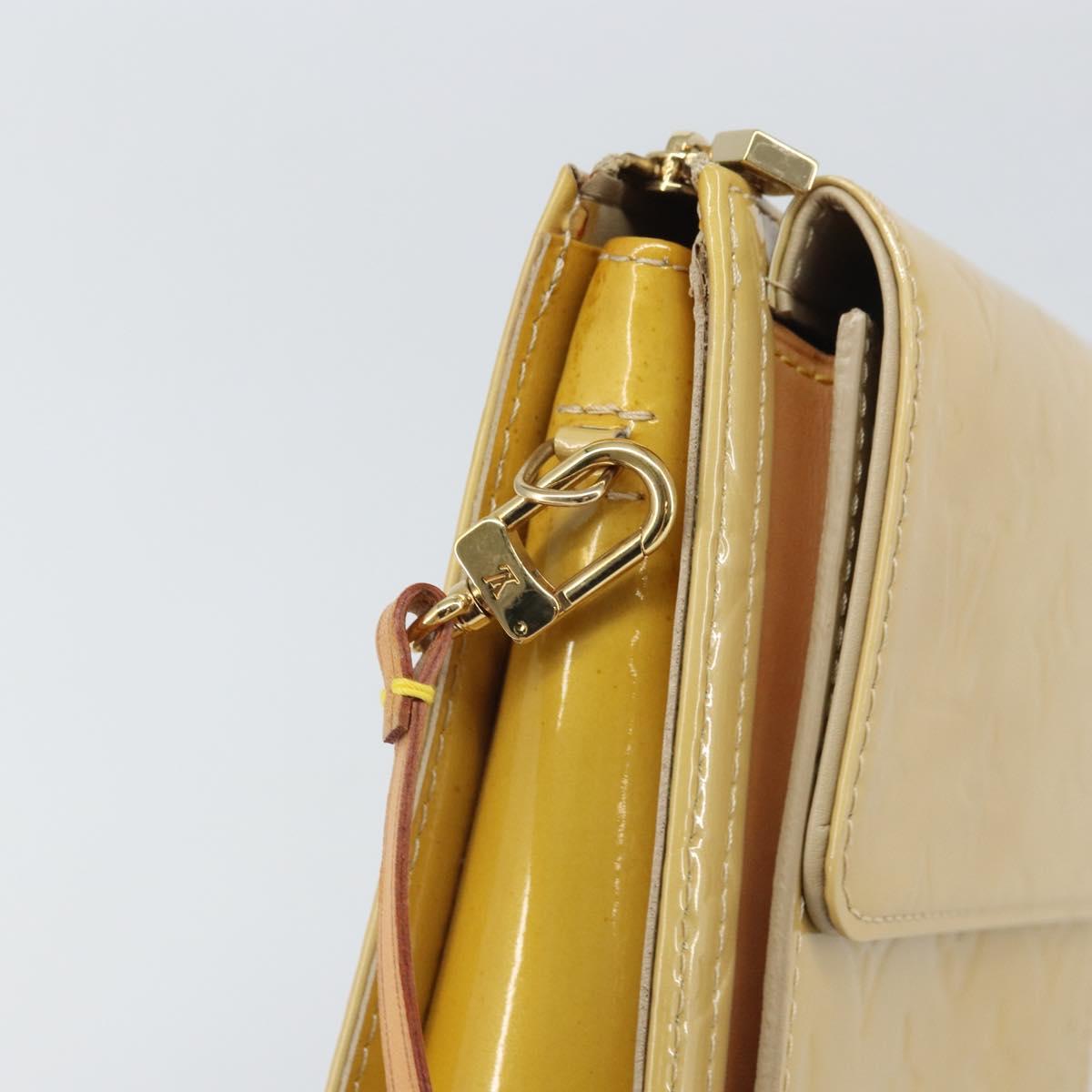 LOUIS VUITTON Monogram Vernis Motto Accessory Pouch Beige M91136 LV Auth gh1726