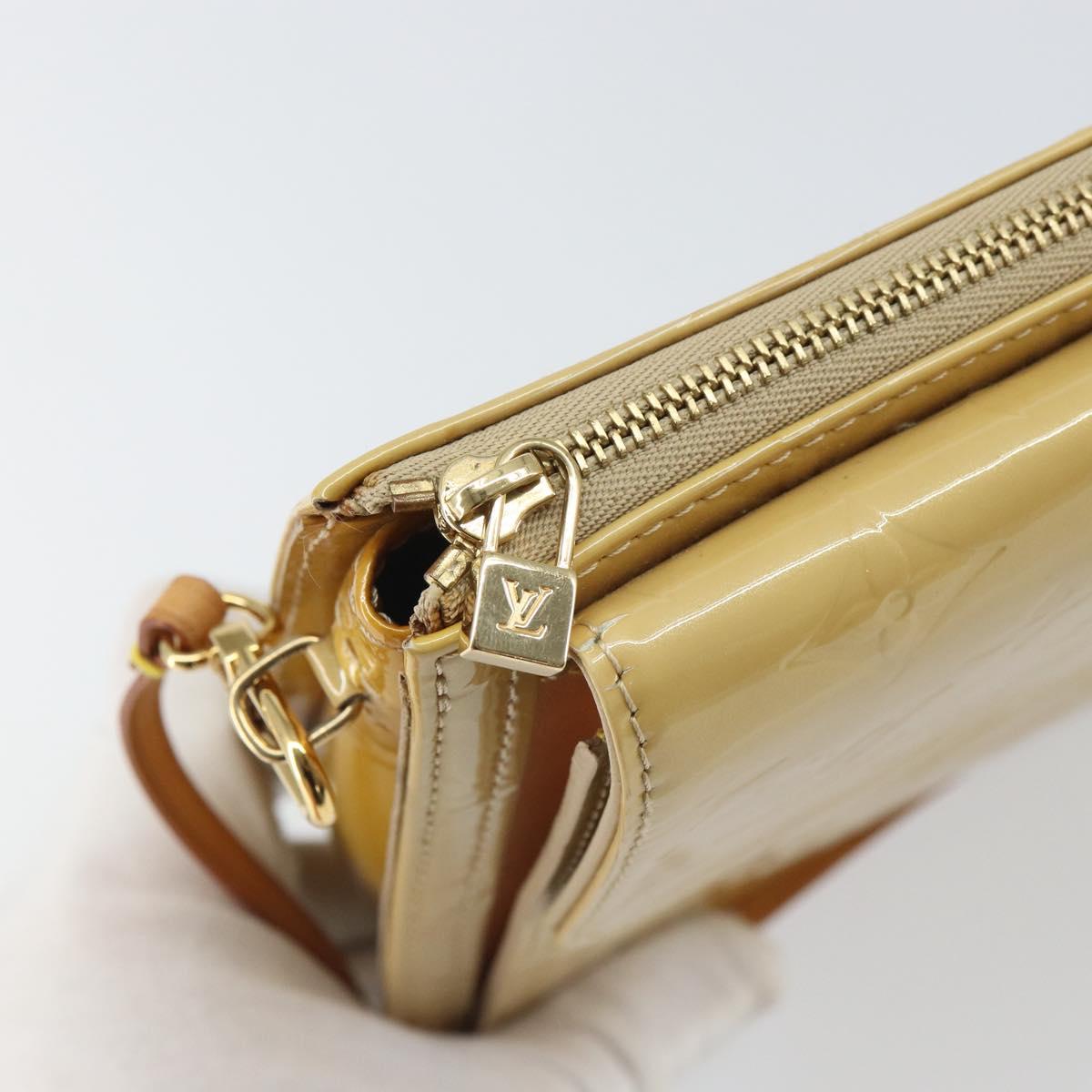 LOUIS VUITTON Monogram Vernis Motto Accessory Pouch Beige M91136 LV Auth gh1726