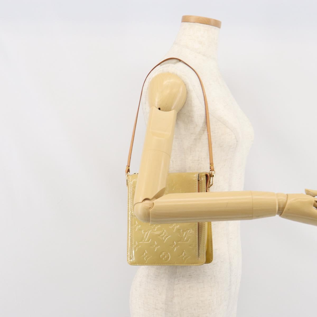 LOUIS VUITTON Monogram Vernis Motto Accessory Pouch Beige M91136 LV Auth gh1726