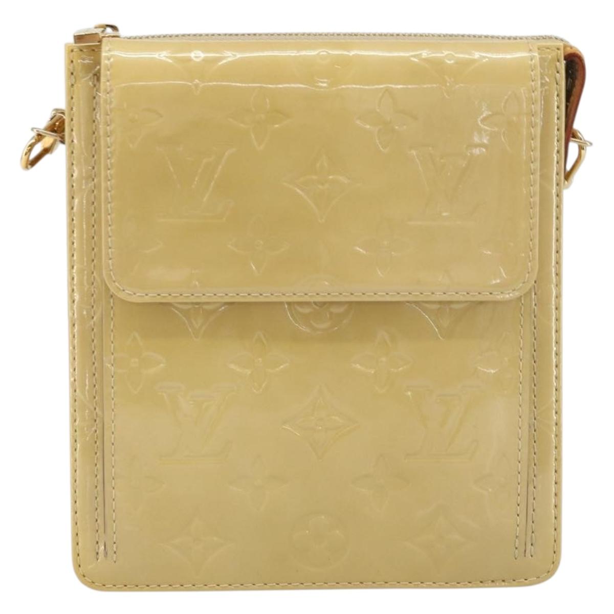 LOUIS VUITTON Monogram Vernis Motto Accessory Pouch Beige M91136 LV Auth gh1726
