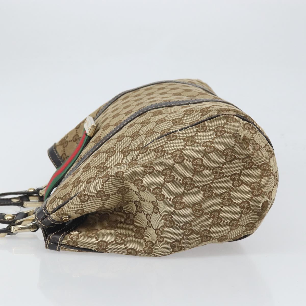 GUCCI GG Canvas Web Sherry Line Tote Bag Red Gold 233609 Auth gh1730