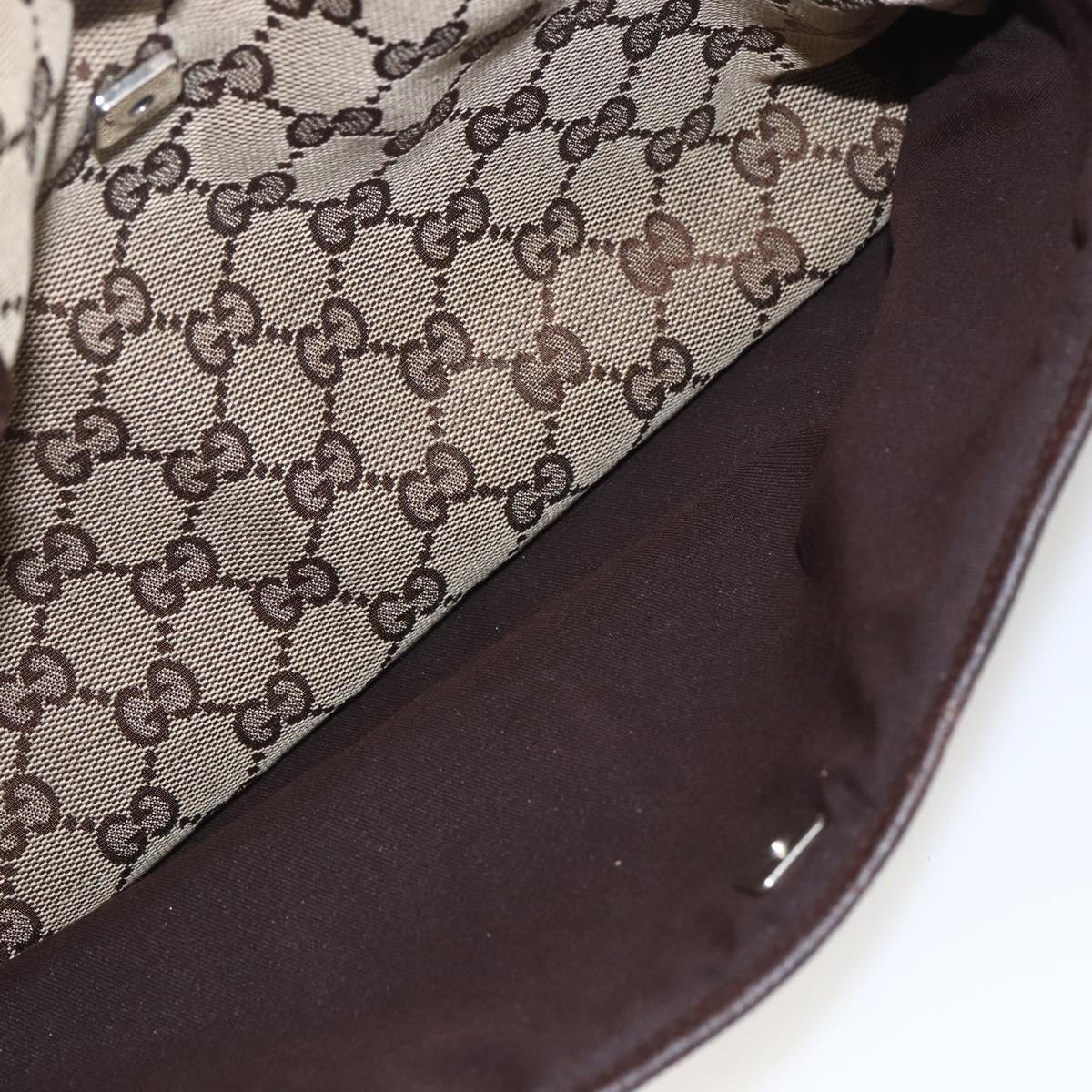 GUCCI GG Canvas Web Sherry Line Tote Bag Beige Silver 145758 Auth gh1731