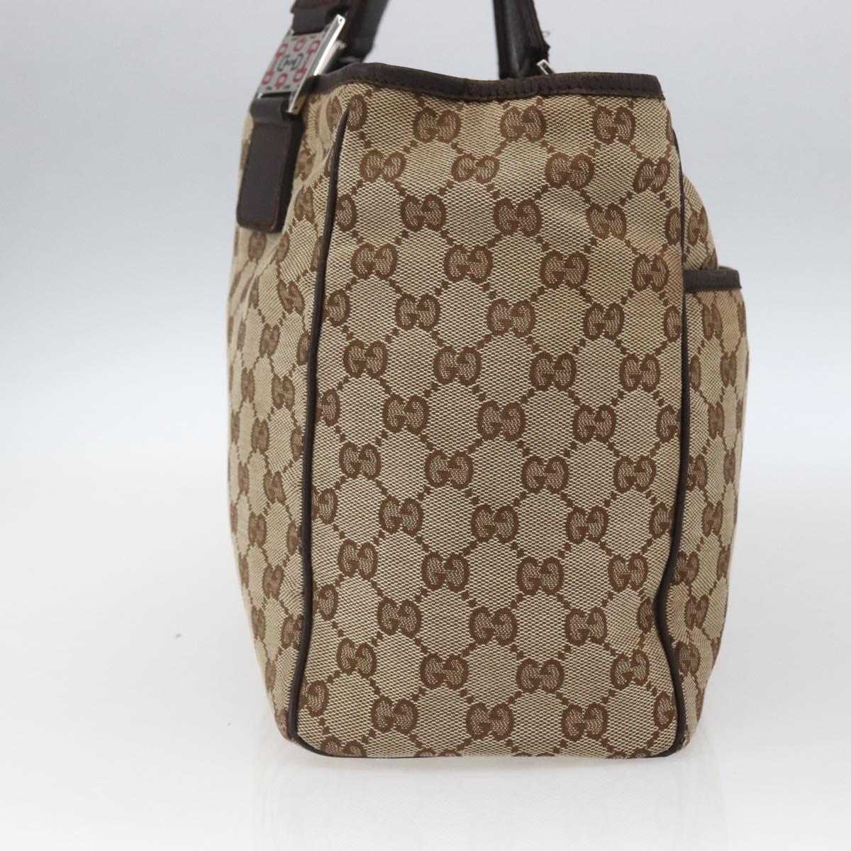 GUCCI GG Canvas Web Sherry Line Tote Bag Beige Silver 145758 Auth gh1731