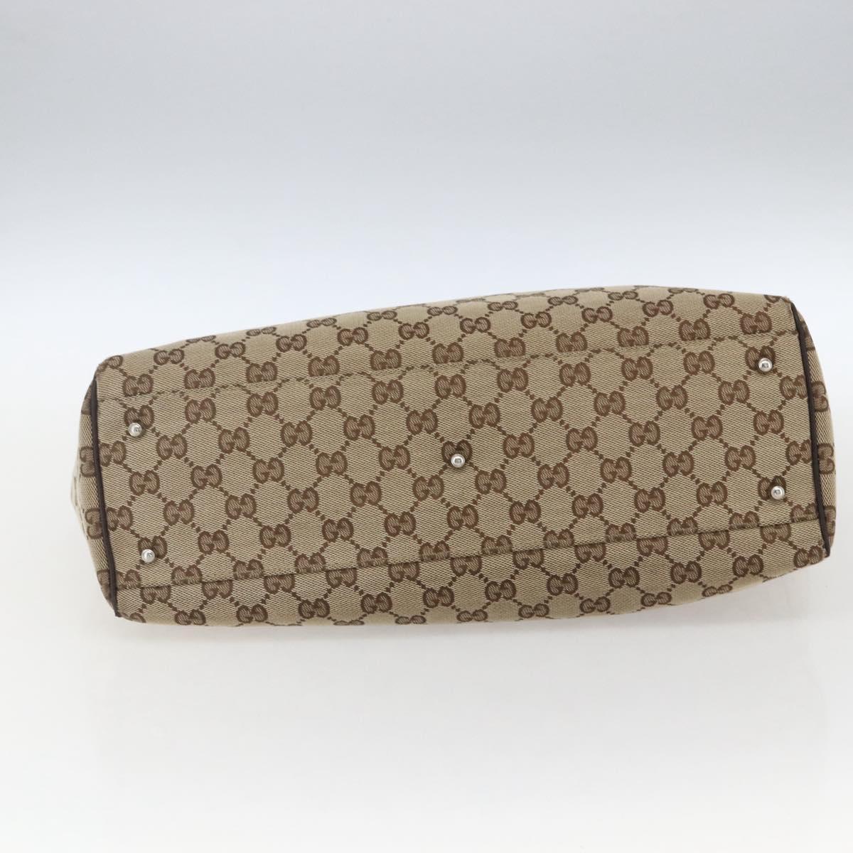 GUCCI GG Canvas Web Sherry Line Tote Bag Beige Silver 145758 Auth gh1731