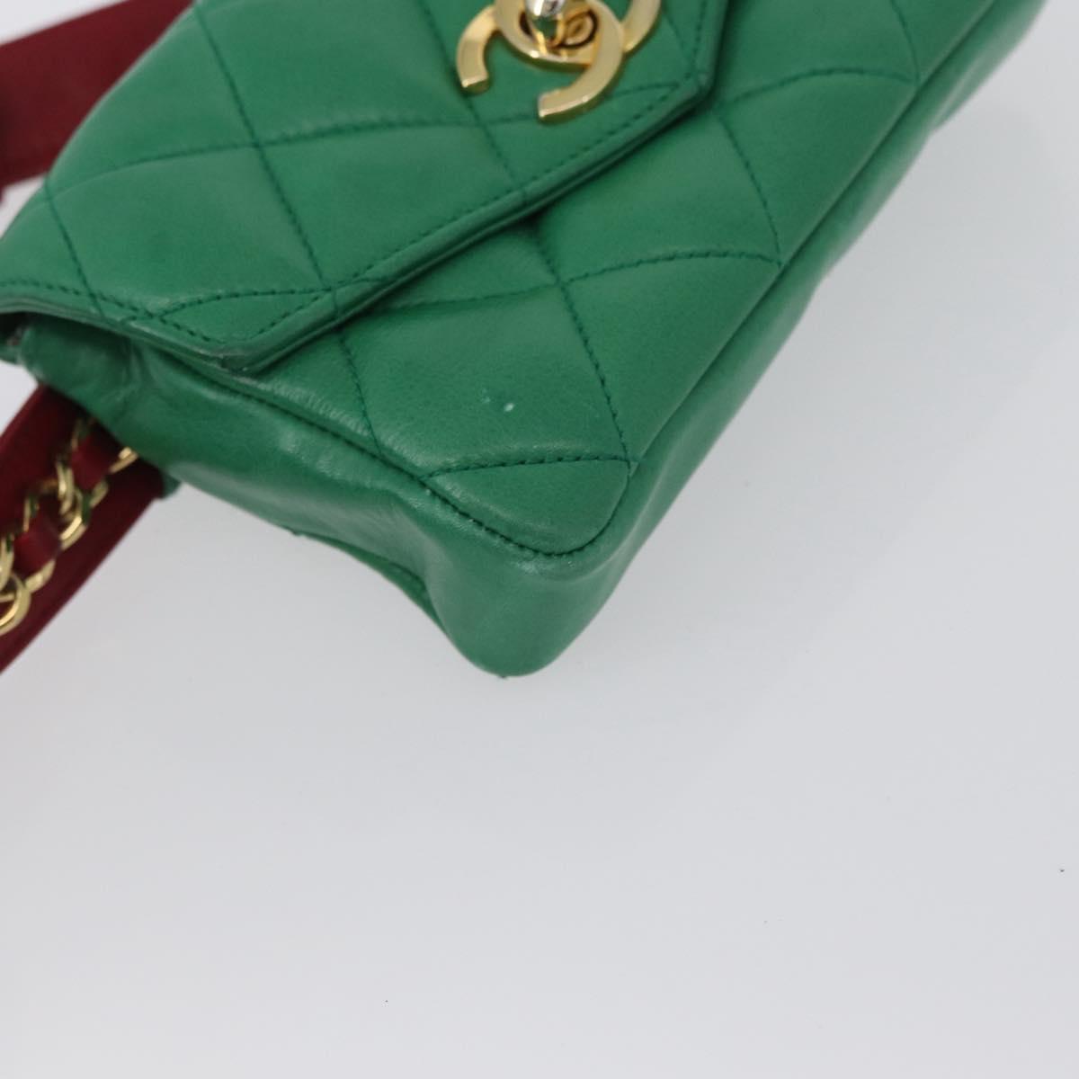 CHANEL Matelasse Waist bag Leather Multicolor Gold CC Auth gh1735