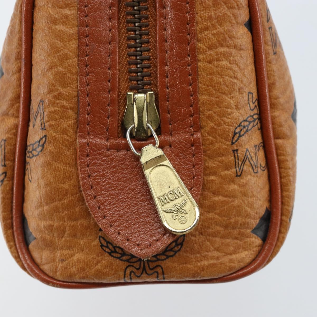 MCM Logogram Vicetos Mini Boston Bag PVC Brown Gold Auth gh1736