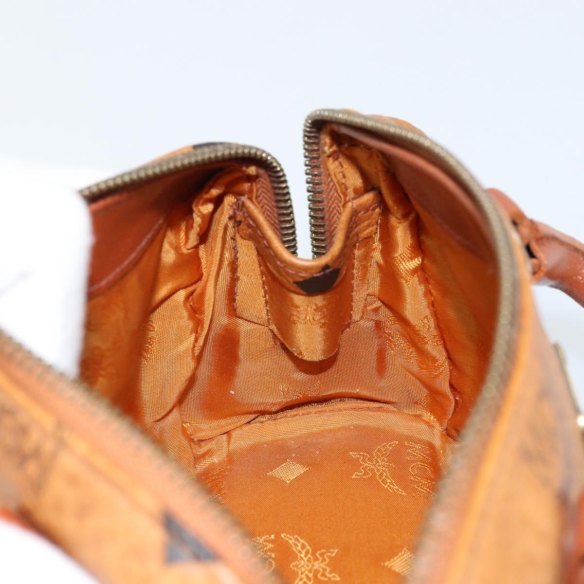 MCM Logogram Vicetos Mini Boston Bag PVC Brown Gold Auth gh1736