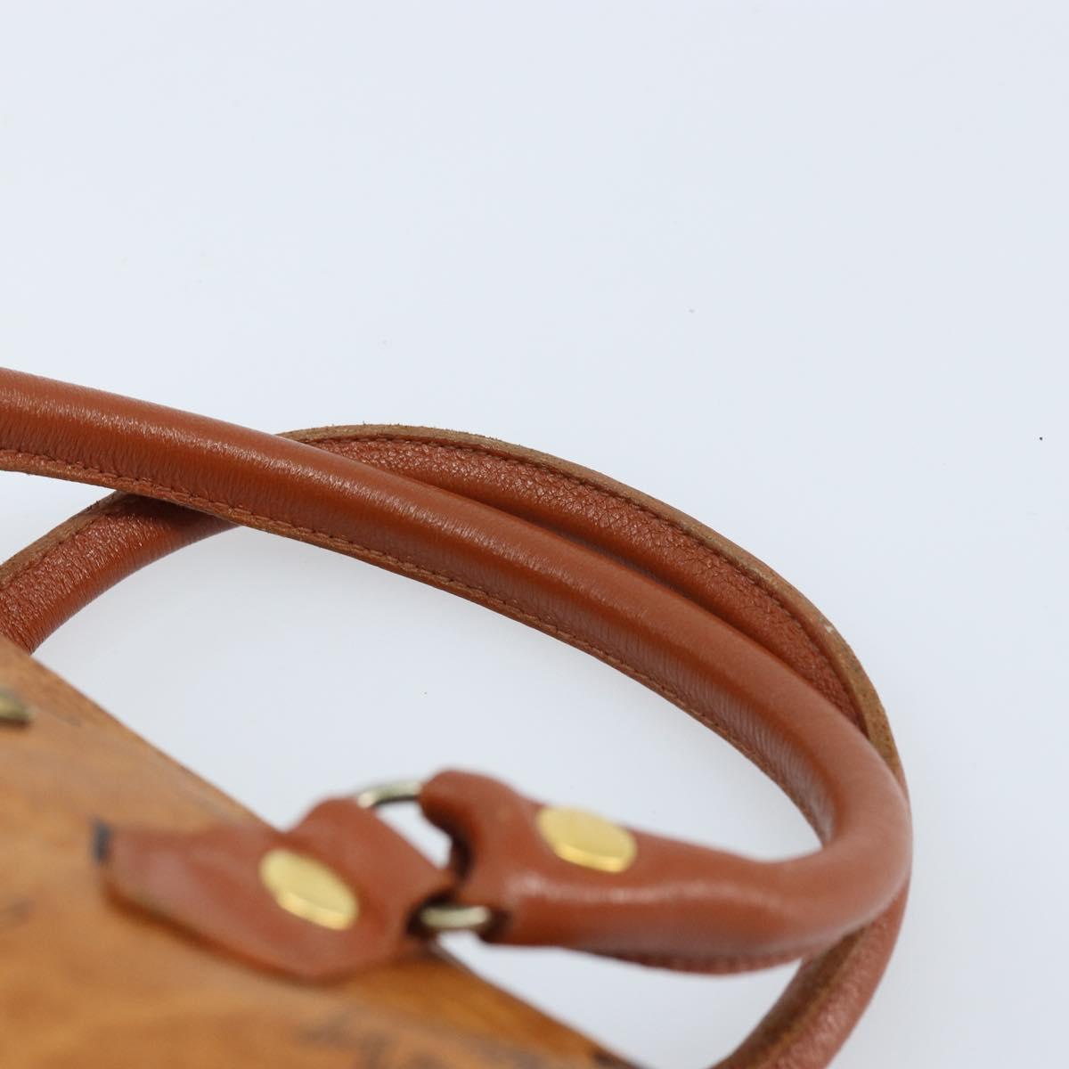 MCM Logogram Vicetos Mini Boston Bag PVC Brown Gold Auth gh1736